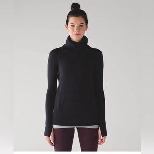 Lululemon Merino Wool Sweat & Savasana Sweater Turtleneck Black Sz 2